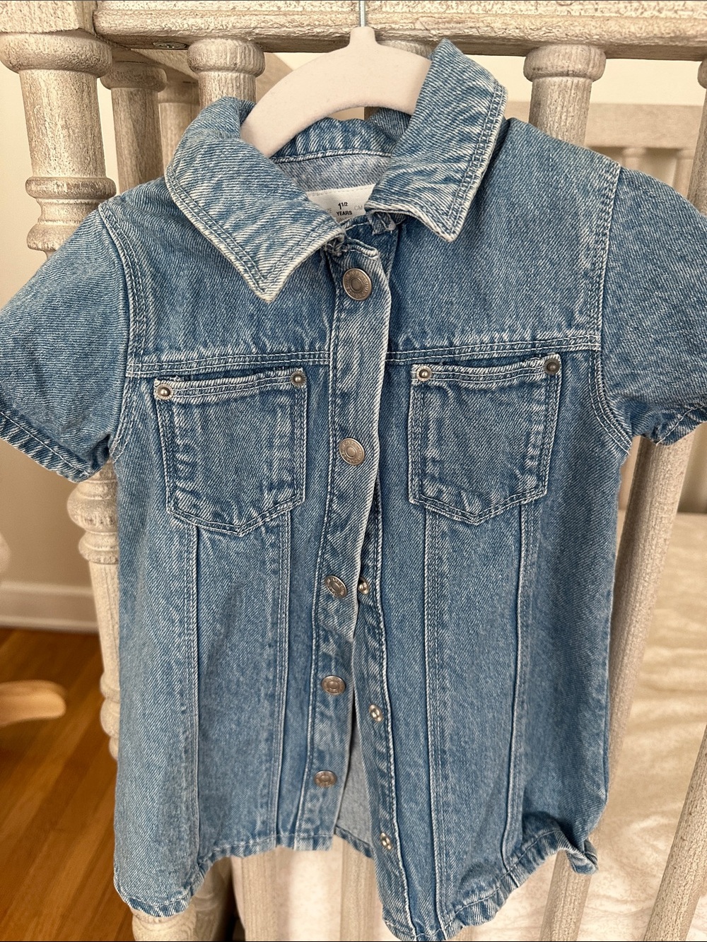 Zara Light Blue Short-Sleeve Denim Dress